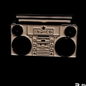 Indigo Boombox Enamel Pin - Retro Stereo Music Accessory